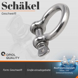 Schäkel geschweift D=14 ähnl. DIN 82101 Edelstahl A4