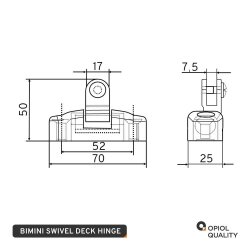 Bimini Swivel 70x25x50mm Deck Hinge