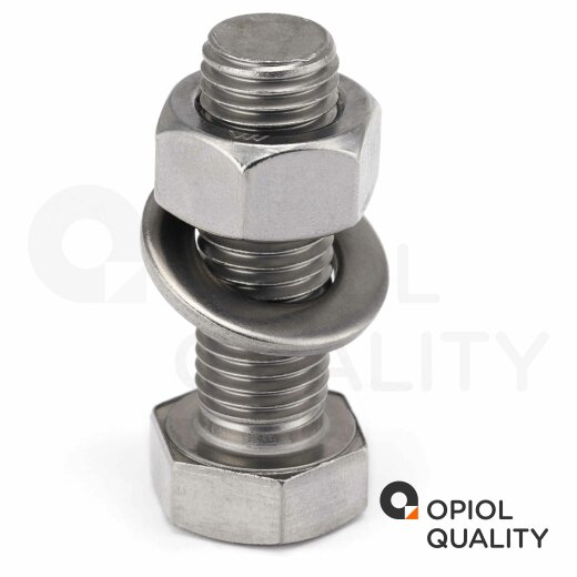 OPIOL QUALITY® Sechskantschrauben mit Muttern und Unterlegscheiben aus  Edelstahl A2 V2A - OPIOL QUALITY