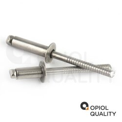 5 Stück Blindniet 5,0 X 10 mm mit Flachkopf DIN 7337 Edelstahl A2