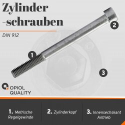 10 Stück Zylinderschrauben M10 X 20 mit Innensechskant DIN 912 Edelstahl A2