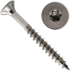 50 Stück Spanplattenschrauben 3,5 X 50/30 TORX T-10 (Teilgewinde), Senkkopf u. Innensechsrund, Edelstahl A2