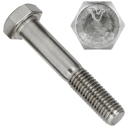 5 Stück Sechskantschrauben M12x55 mit Schaft DIN 931 Edelstahl A2